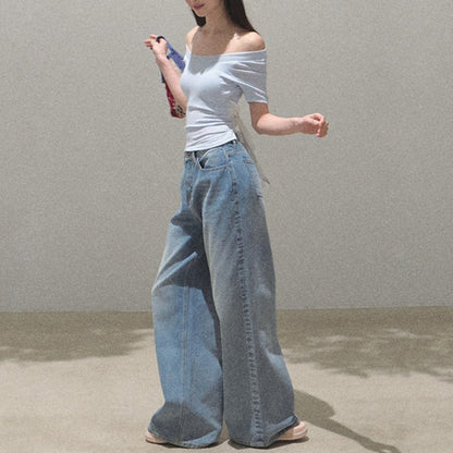 Turn-Back Glance Bow Backless Slim-Fit T-Shirt