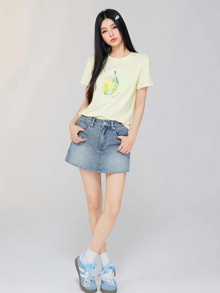 Bow-tied Fruit Regular Shoulder T-shirt
