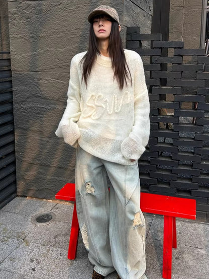 Mohair-Blend Oversized Knit Sweater