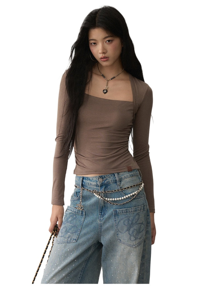 One-Shoulder Strapless Long-Sleeve Blouse - CHINASQUAD