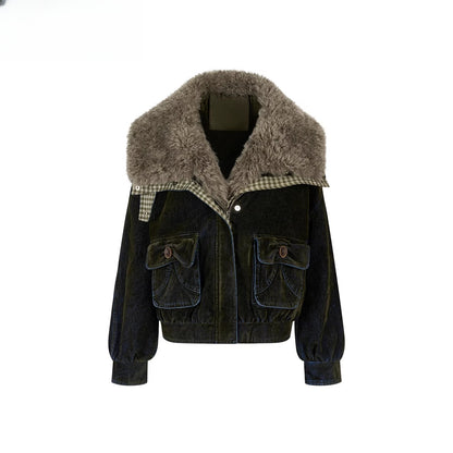 Velvet Fusion Oversized Faux Fur Down Jacket