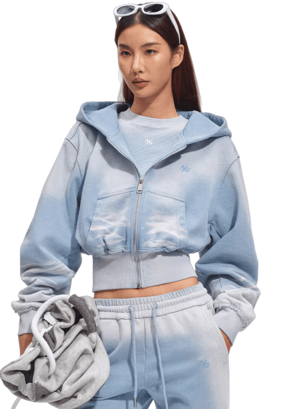Waist-Cinching Silhouette Cropped Hooded Sweatshirt