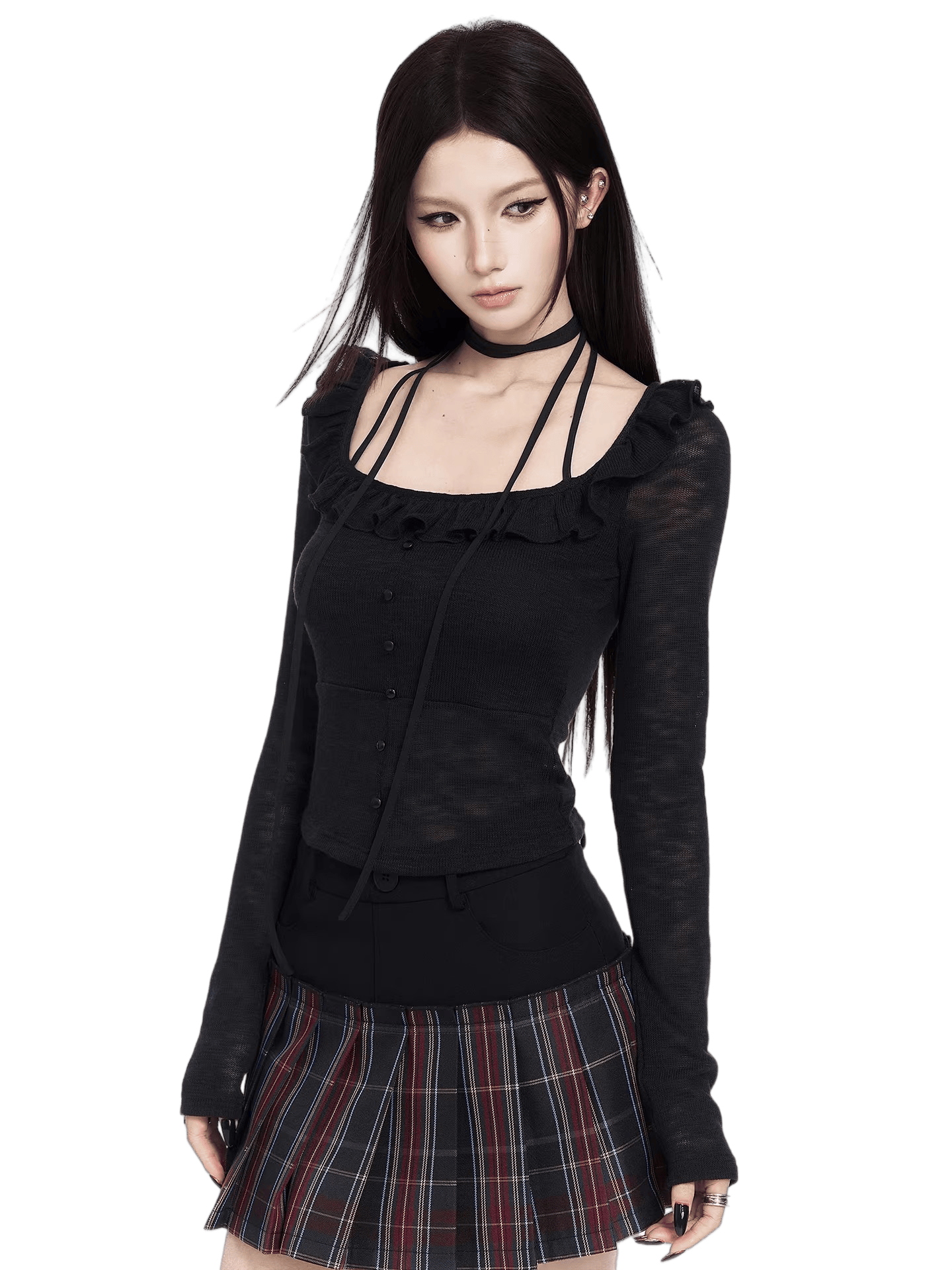 Heartbeat Ruffle Square Neck Fitted Base Layer