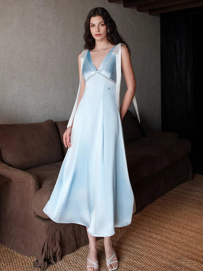 V-Neck Cutout High-Waist Maxi Dress