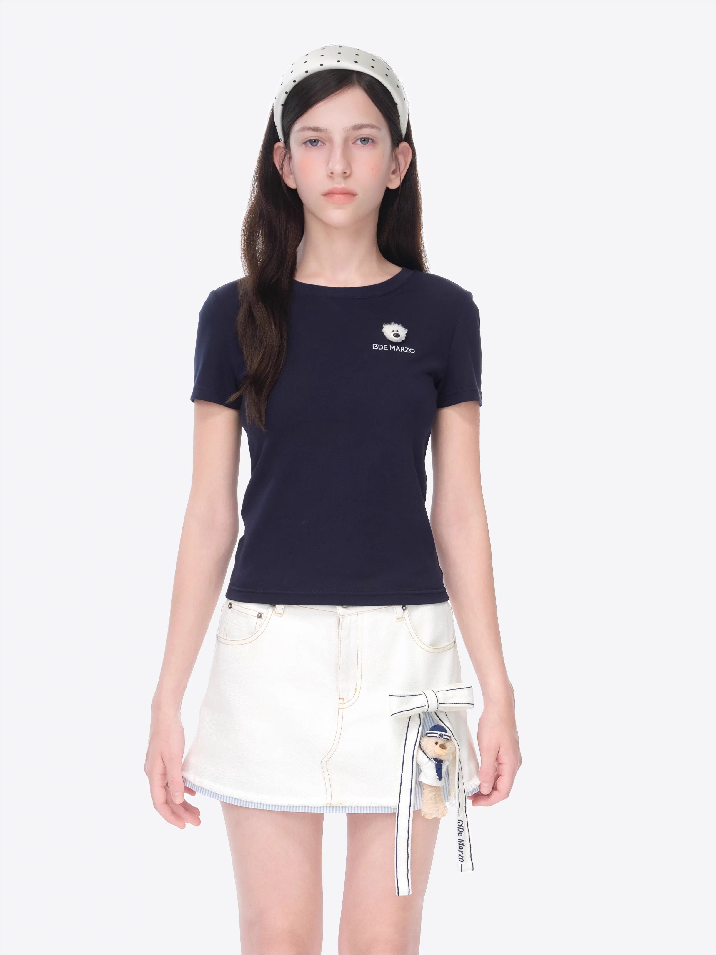 Mini Bear Fitted Cropped Tee