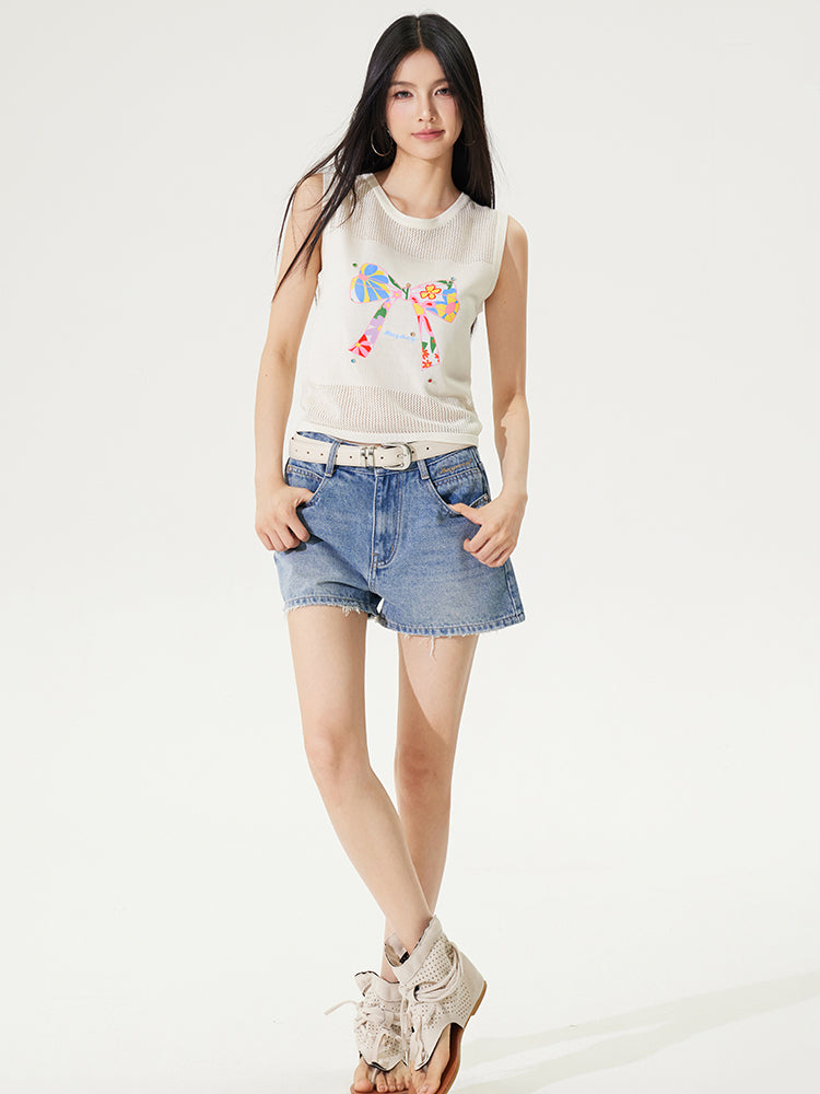 Raw-Edged Cool Denim Shorts - CHINASQUAD