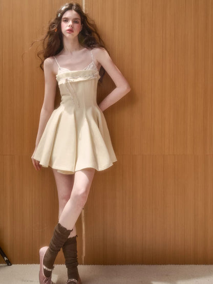 Wool-Blend Puffy Cami Dress