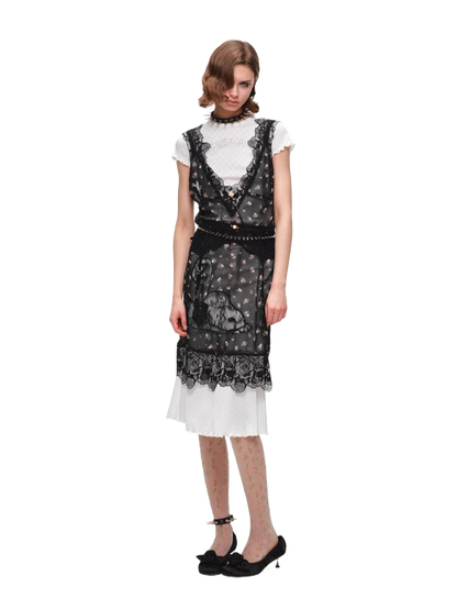 Snoopy Lace-Trim V-Neck Relaxed Dress