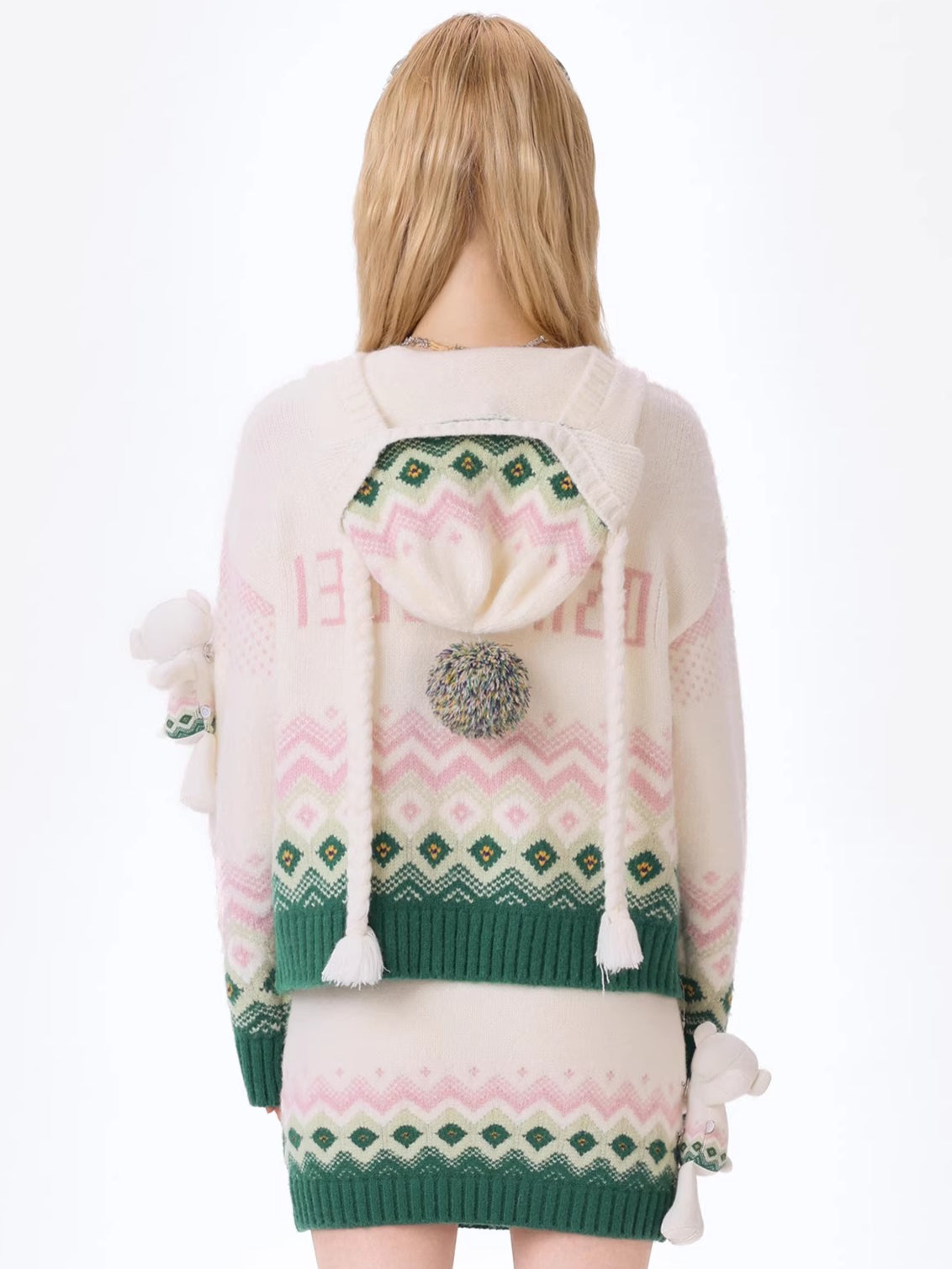 Contrast Zip-Up Hooded Knit Cardigan
