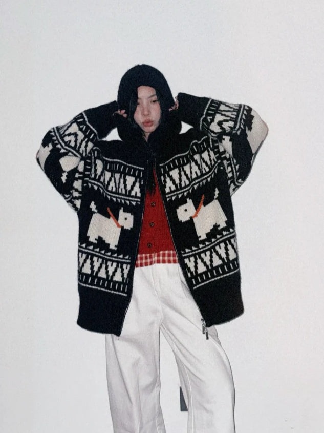Mosaic Terrier Hooded Cardigan
