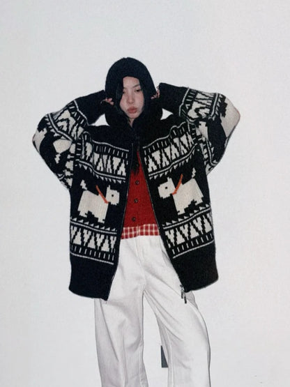 Mosaic Terrier Hooded Cardigan