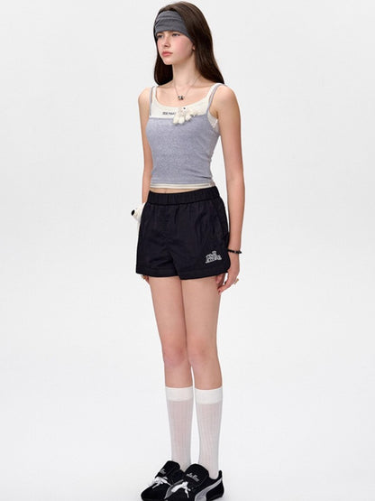 Layered-Effect Spliced Camisole Tank Vest