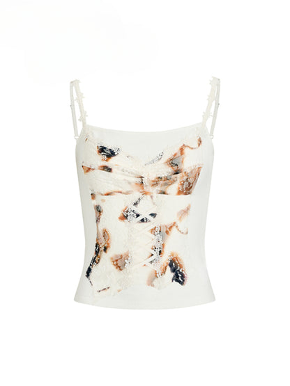 Off-white Lace Panel Camisole