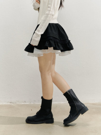 Black Retro Tiered Skirt
