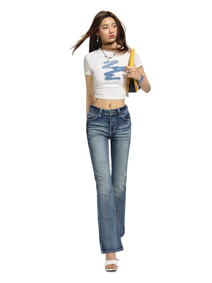 Heavy-Duty Low-Waist Straight Denim Pants