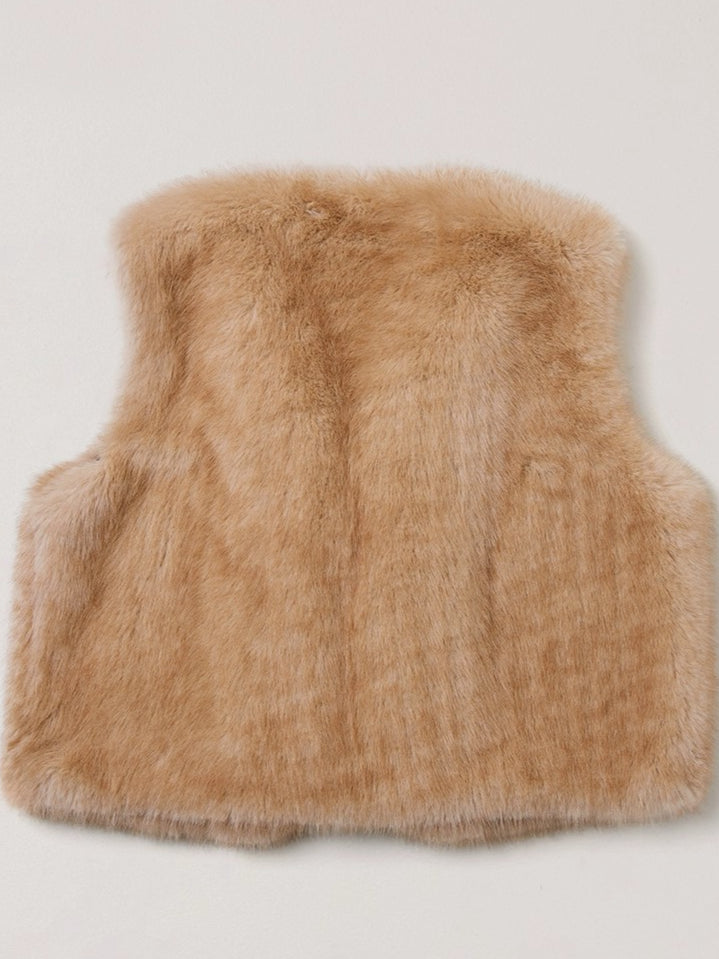 Cross Relic Oversized Faux Fur Vest