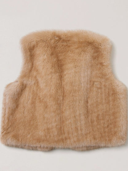 Cross Relic Oversized Faux Fur Vest