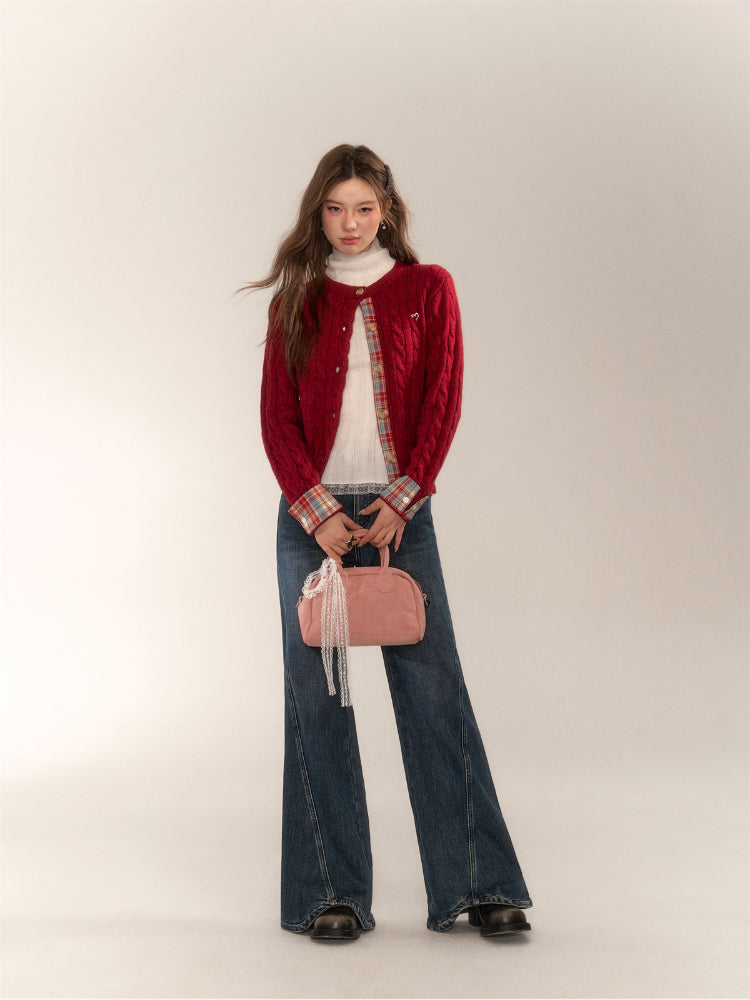 Wavy Hem Bell-bottom Straight-Leg Jeans