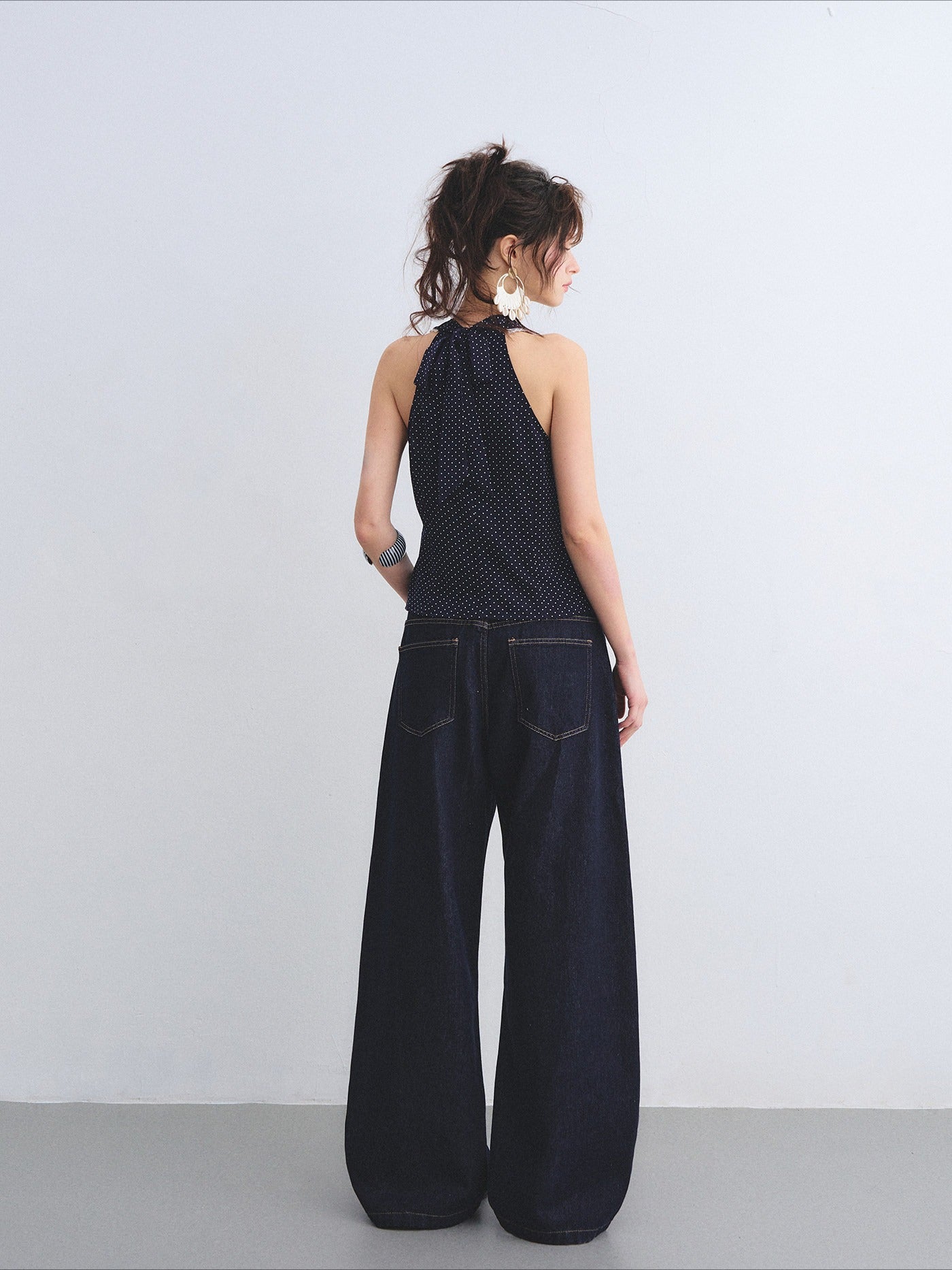 Polka Dot Lace Ruffle V-Neck Camisole