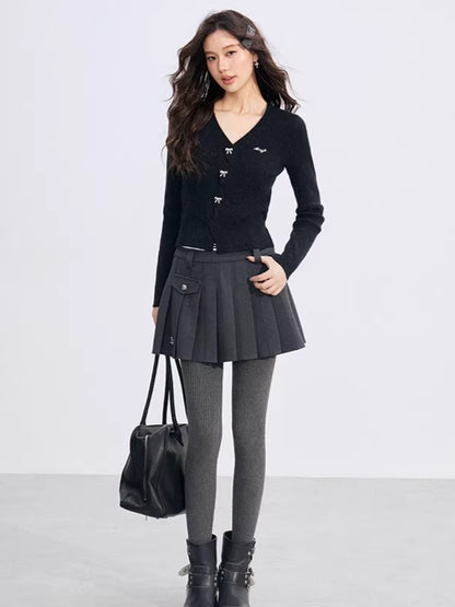 High-Waisted A-Line Pleated Skirt