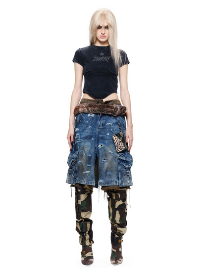 Punk Rhinestone Drawstring Tee