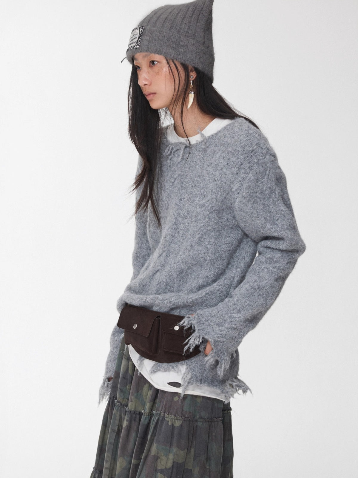 Wool-Blend Textured Oversize Sweater