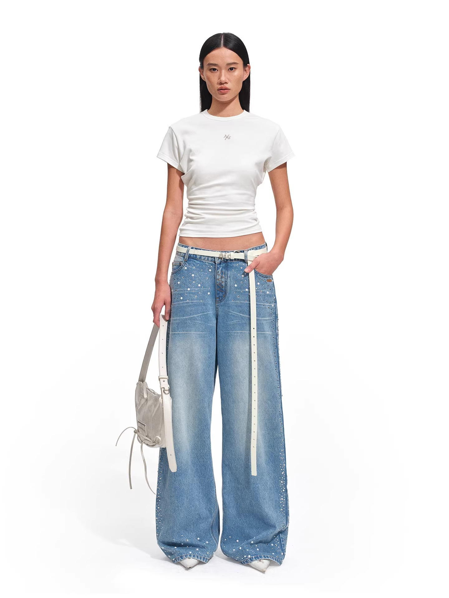 Embroidered Hourglass Fit Cinched Waist Tee