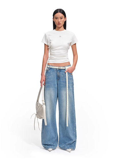 Embroidered Hourglass Fit Cinched Waist Tee