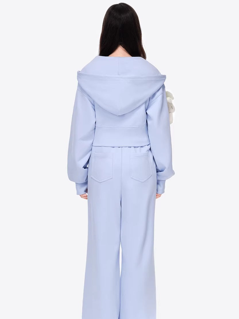 Slim-Fit Cropped Hooded Sweatshirt