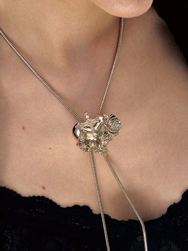 1JINN M2M Tie Snake Chain Angel Heart Necklace – view 2