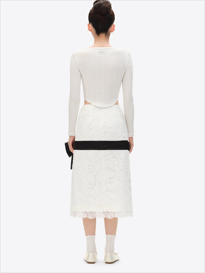 Bow Lace Midi Skirt
