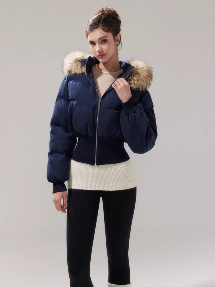 Retro Hourglass Waist Cotton Puffer Jacket