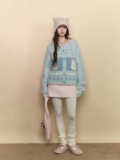 Hokkaido Snowman Knitted Cardigan