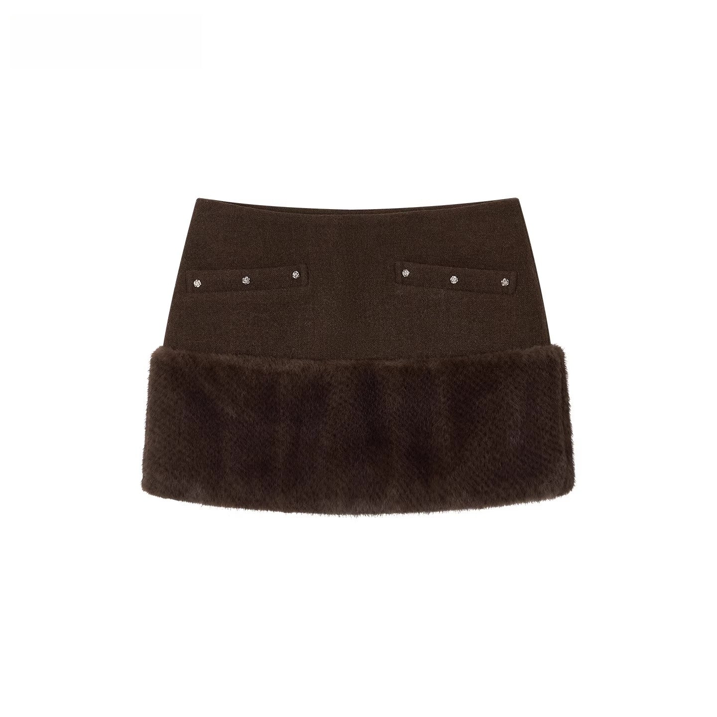 Faux Fur-Trimmed Wool Blend Mini Skirt