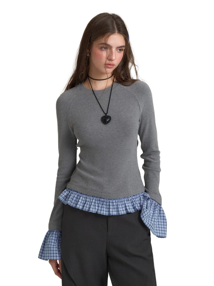 Black &amp; Gray Plaid Patchwork Sweater