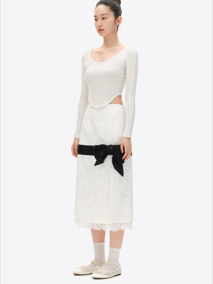Bow Lace Midi Skirt