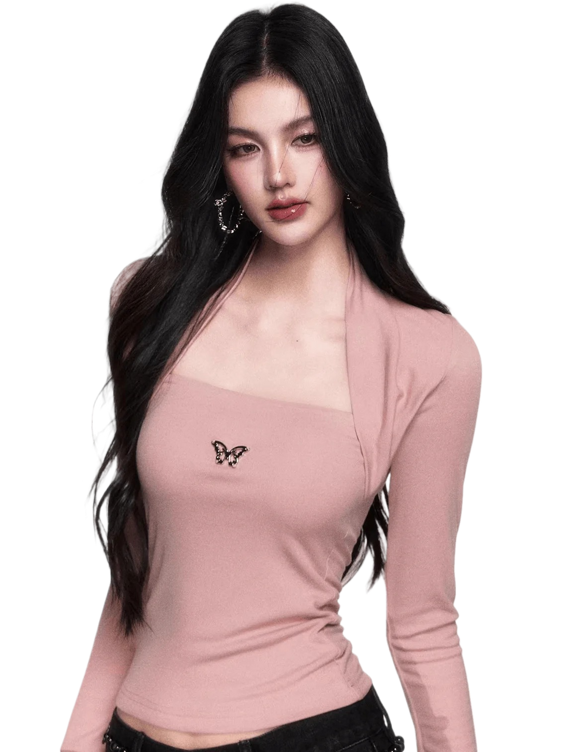 Sleeve-Detail Slim-Fit Knit Crewneck