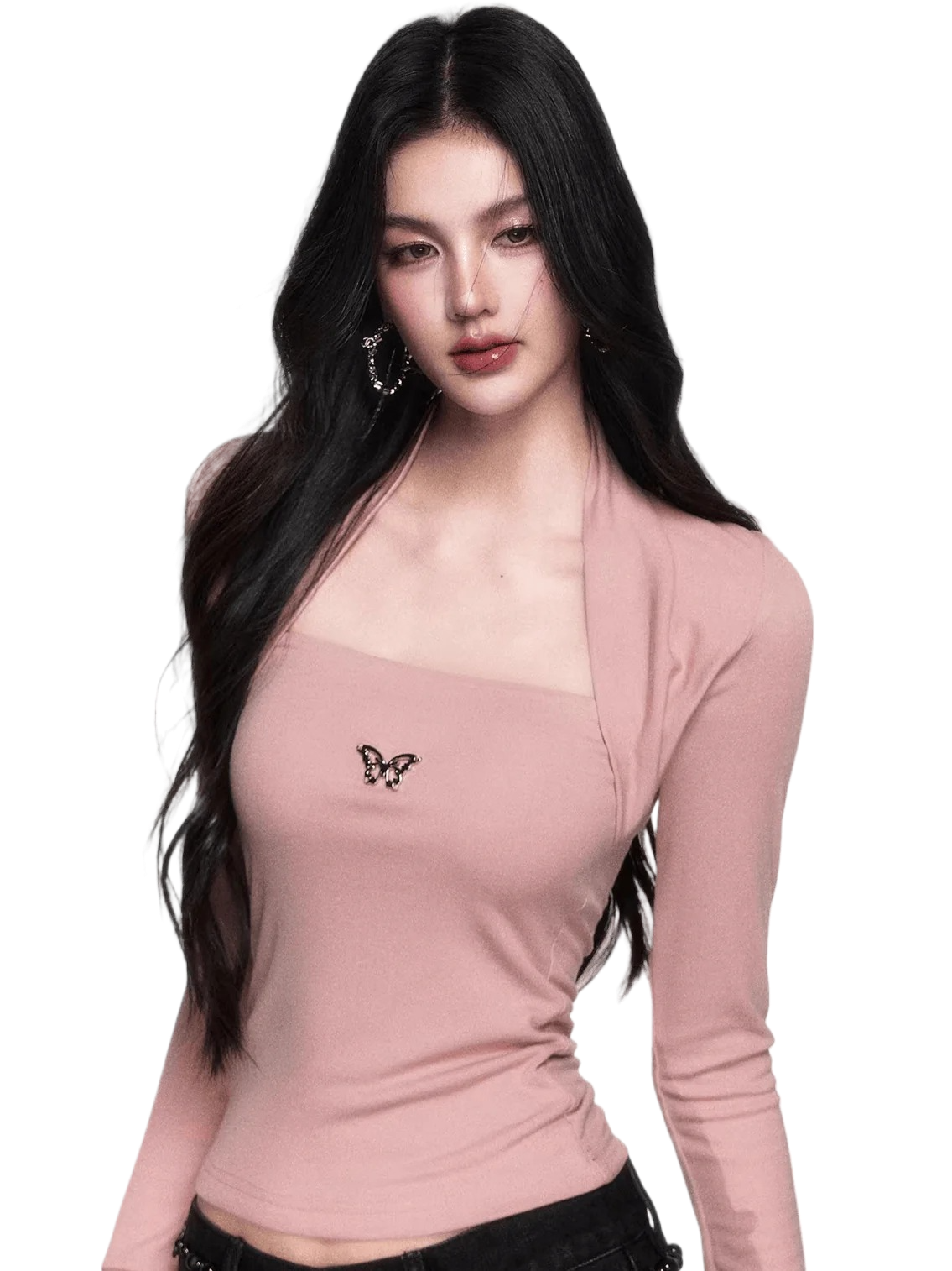 Sleeve-Detail Slim-Fit Knit Crewneck