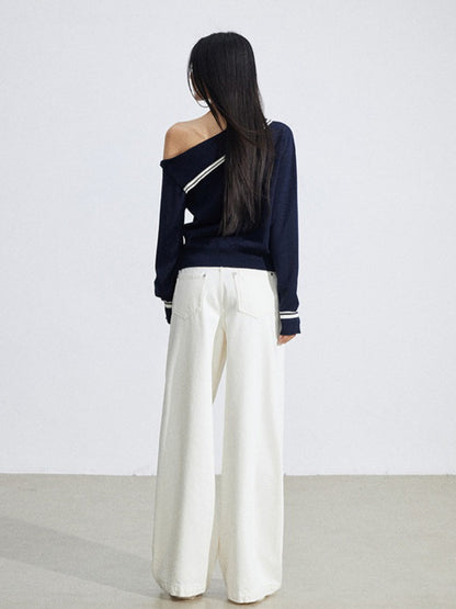 Off-Shoulder Merino Wool Blend Knit Base Layer