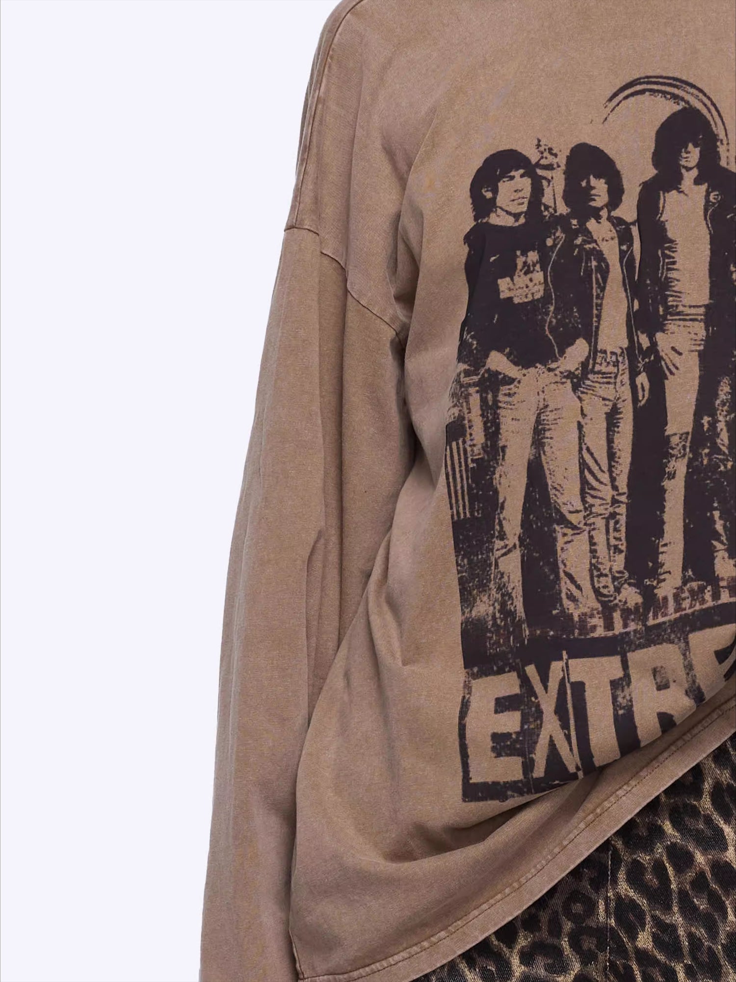 Washed Portrait Print Long Sleeve T-Shirt