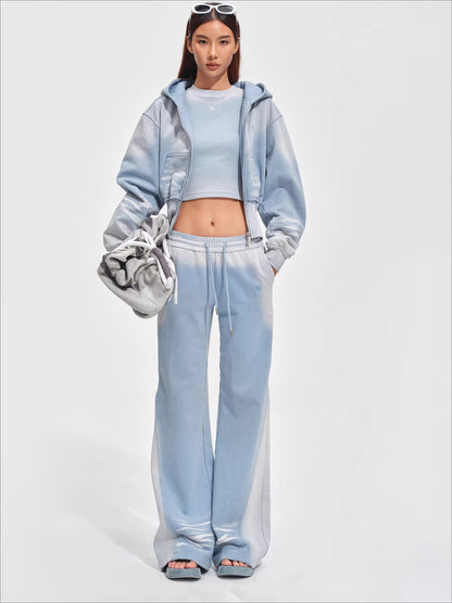 Waist-Cinching Silhouette Cropped Hooded Sweatshirt