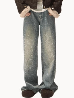 Washed Cotton Straight-Leg Jeans