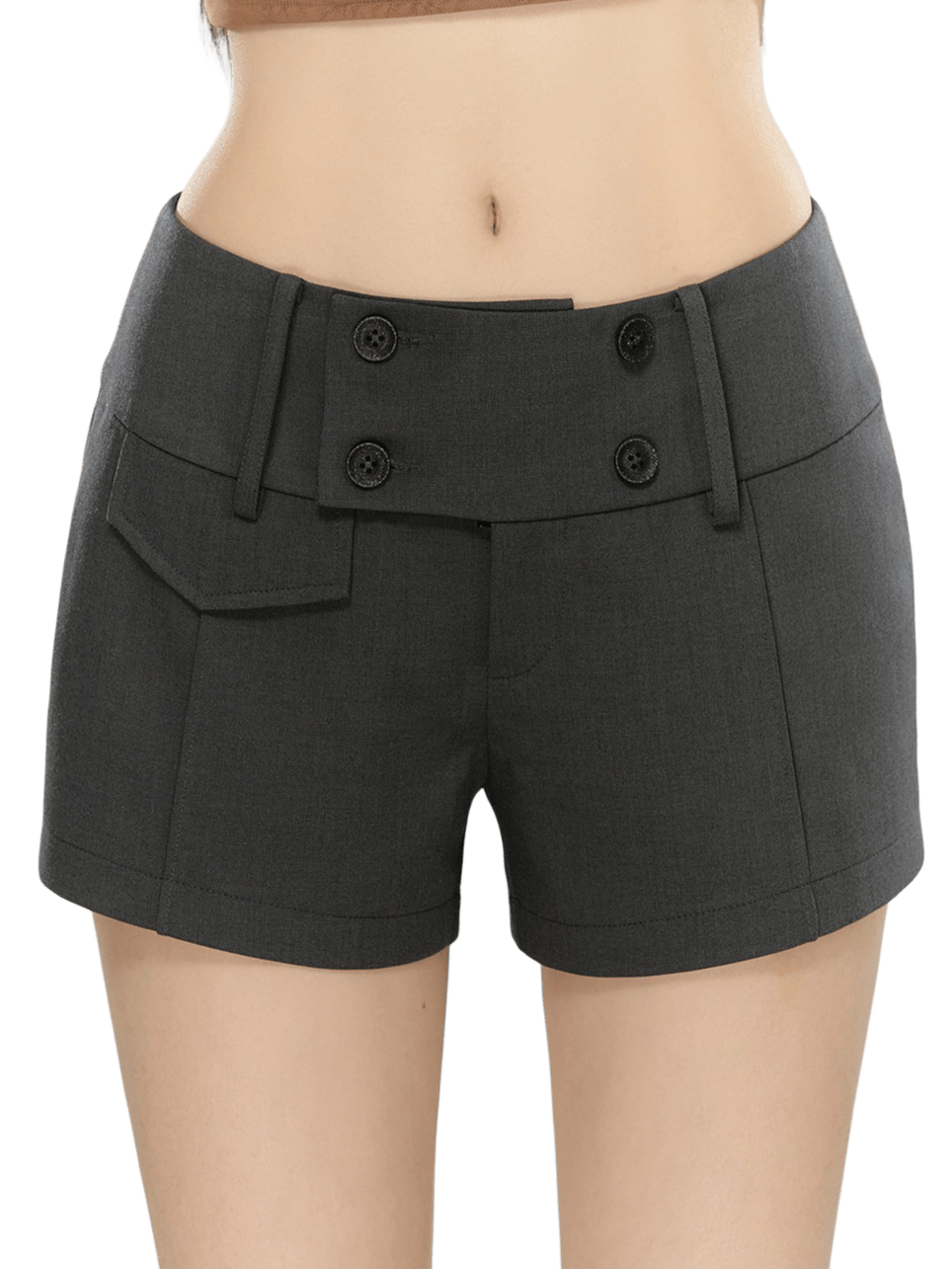 Double-Breasted Belted Tailored Shorts