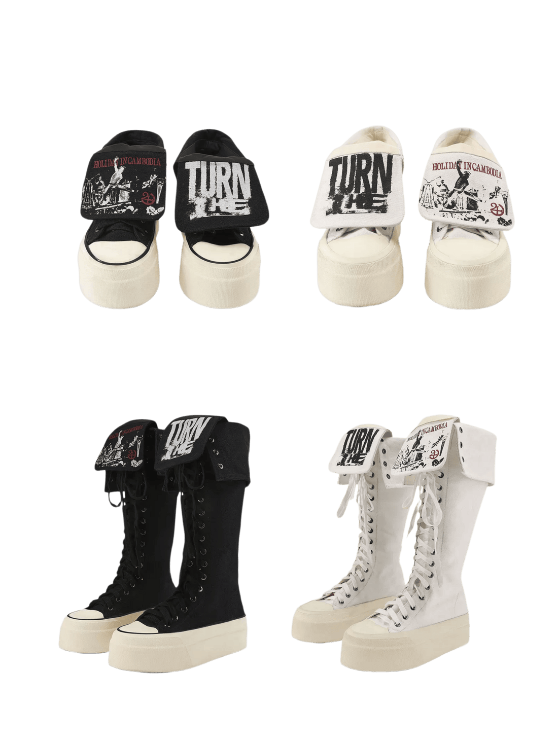 Reversible Tongue Graphic Canvas Boots