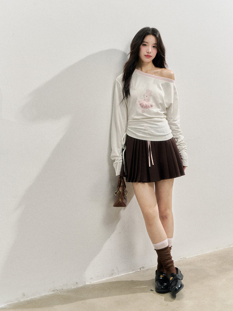 Asymmetric Shoulder 3D Bunny Long-Sleeve T-Shirt - CHINASQUAD