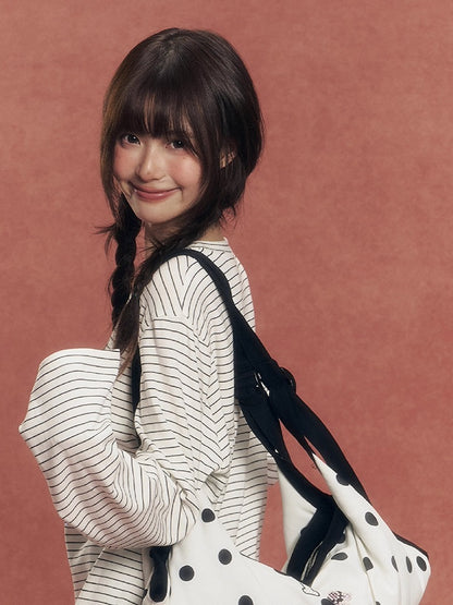 Crystal Eye Print Striped Long-Sleeve T-Shirt