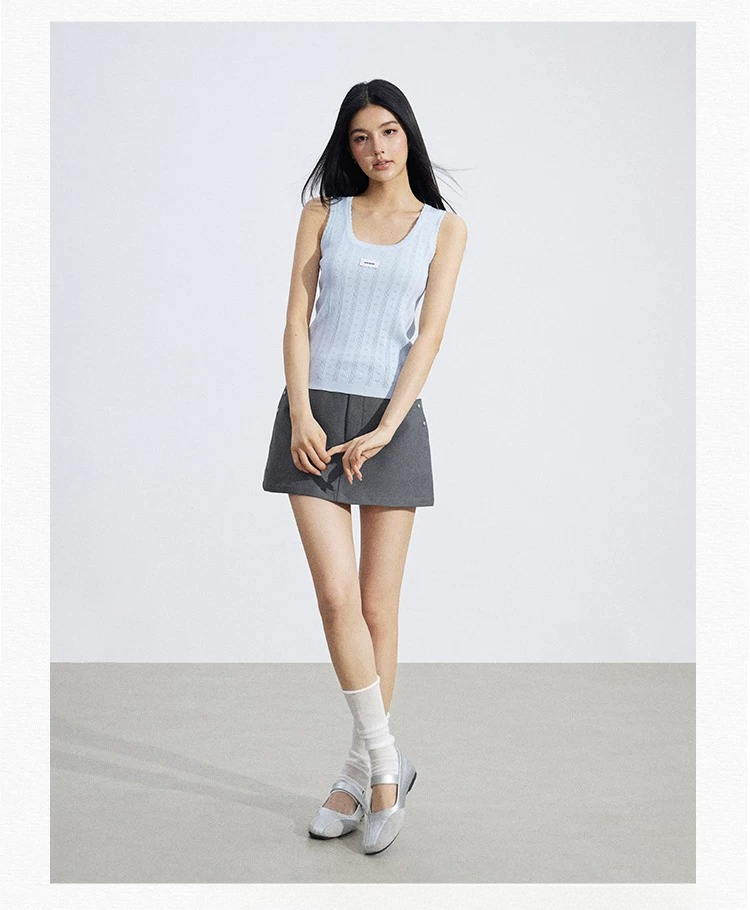 Lace Trim Textured Ice Silk Tank Top