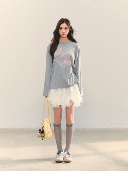 High-Waist Lace Tie Puff Skirt - CHINASQUAD