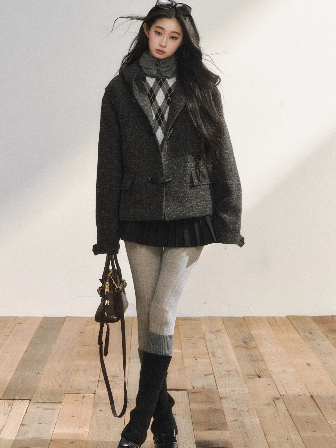Two-Tone Wool Duffle Jacket