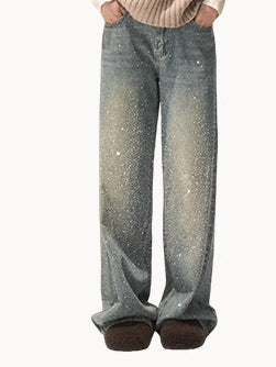 Washed Cotton Straight-Leg Jeans